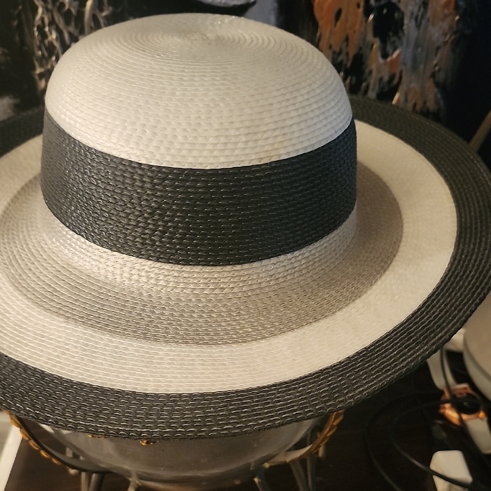 Stylish Black and White Straw Hat